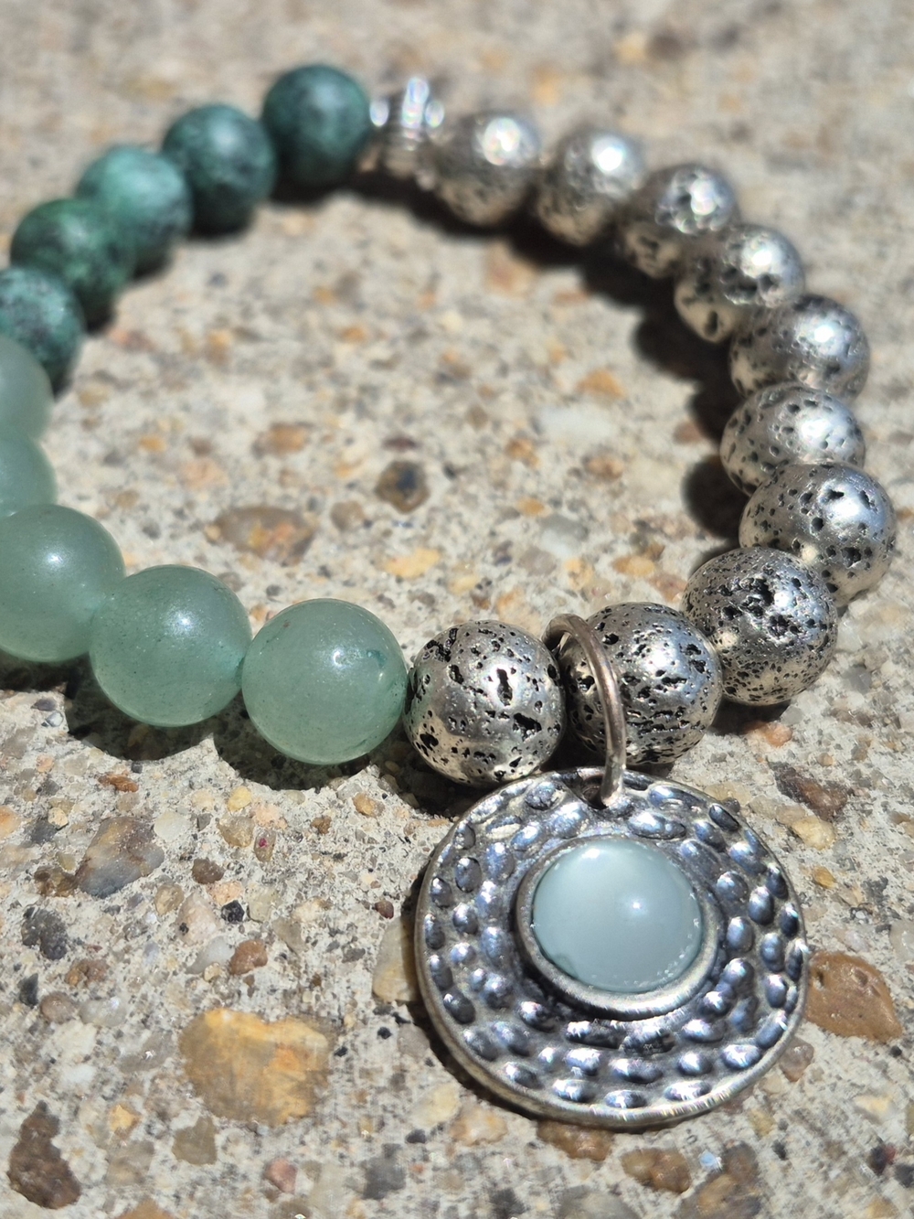 Natural Aventurine And Titanium Braclet!